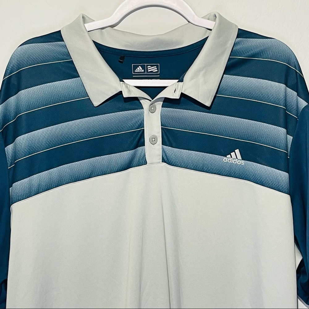 Adidas Men's Gray and Blue Polo Shirt, Size 2XL - Excellent Condition - Picture 3 of 6
